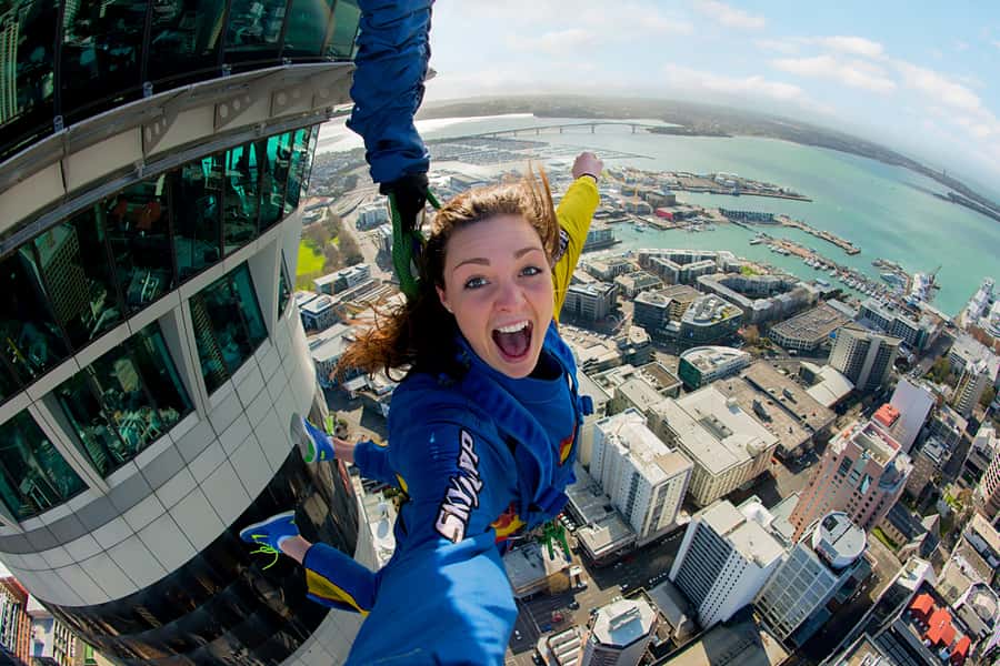 Auckland: SkyJump with Sky Tower Entry Ticket - Getting ready for the 192m step
