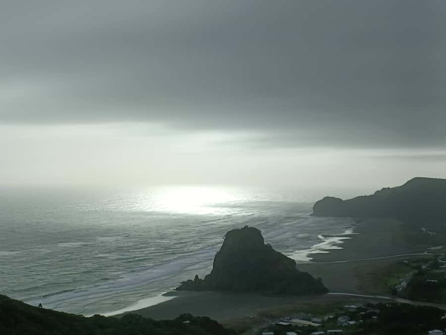 “City & Coast & Country” – A Relaxed Day Tour from Auckland - Piha Beach shows the West Coast at its roughest