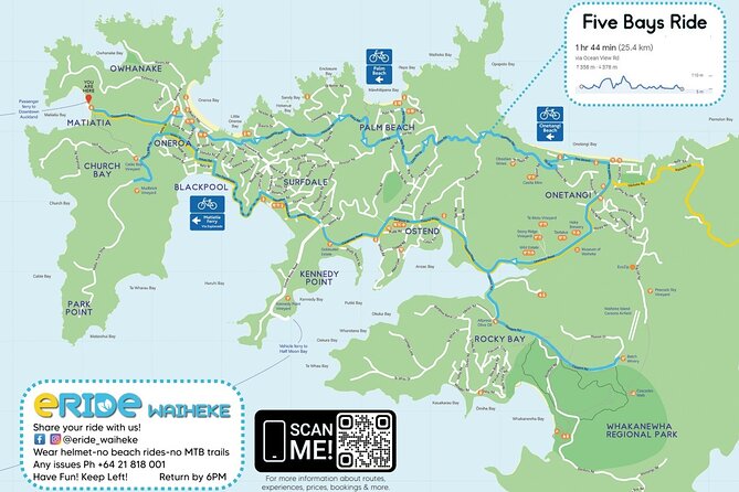eRide Waiheke 5 bays ride - Starting beside the ferry at 6 Ocean View Road