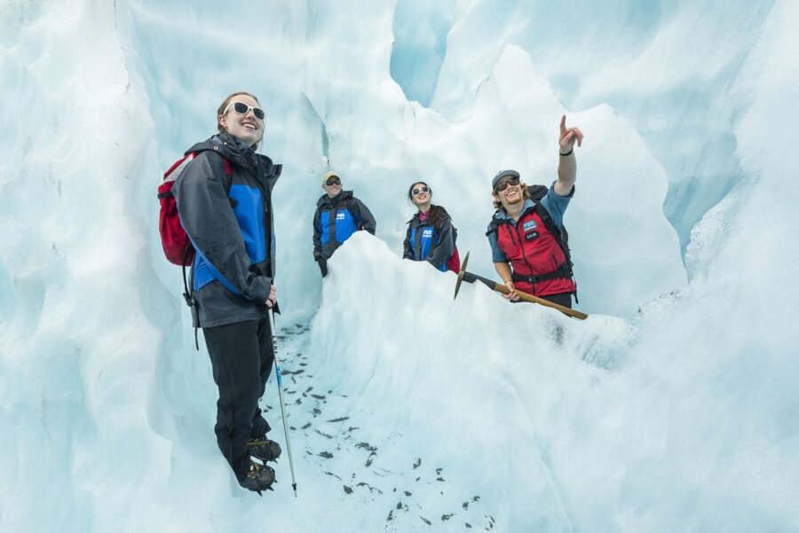 Fox Glacier: Up to 3 Hours Hike with Helicopter Transfer - Ice caves, arches, and blue compression ice