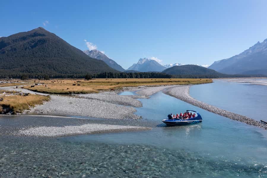 From Queenstown: Dart River Wilderness Jet Boat Experience - Following film country on the return downriver