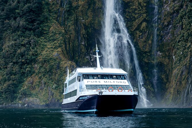 Milford Sound Cruise - Bowen Falls and Mitre Peak set the scale