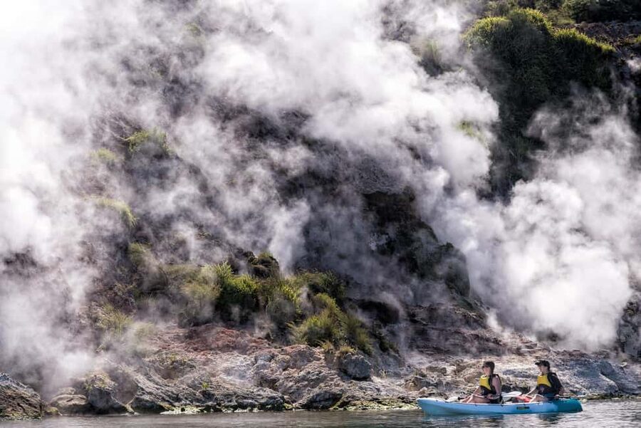 Rotorua: Waimangu Valley Walk and Steaming Cliffs Kayak Tour - Walking through Waimangu Volcanic Valley