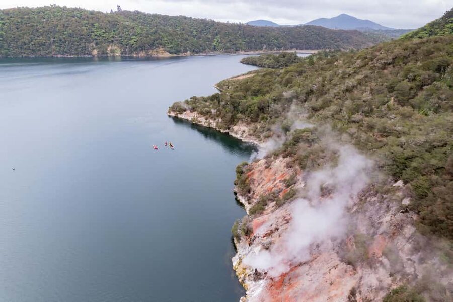 Rotorua: Waimangu Valley Walk and Steaming Cliffs Kayak Tour - Reaching Lake Rotomahana