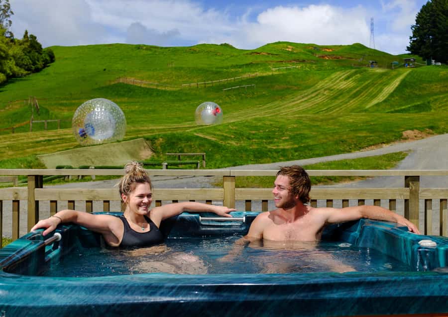 Rotorua: ZORB Inflatable Ball Rides - The two-track hour: straight run first, Sidewinder second