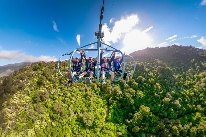 Skywire Adventure at Cable Bay, Nelson - Getting strapped into the Skywire