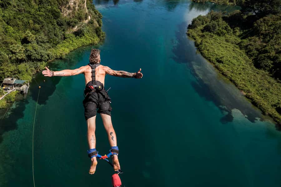 Taupō: AJ Hackett Taupō Bungy - NZ's Highest Water Touch! - Photos and video add value to the $164 price