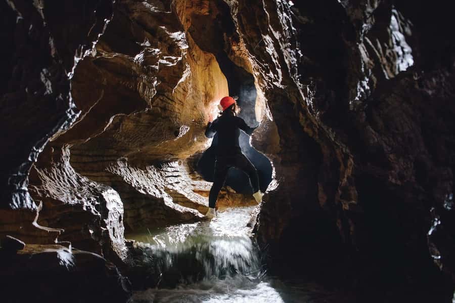 Waitomo Caves Black Abyss Ultimate Caving Experience - The 35-metre abseil into Ruakuri Cave
